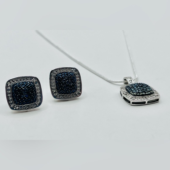 Rhodium Pendant Necklace and Earrings Set - Picture 1 of 6
